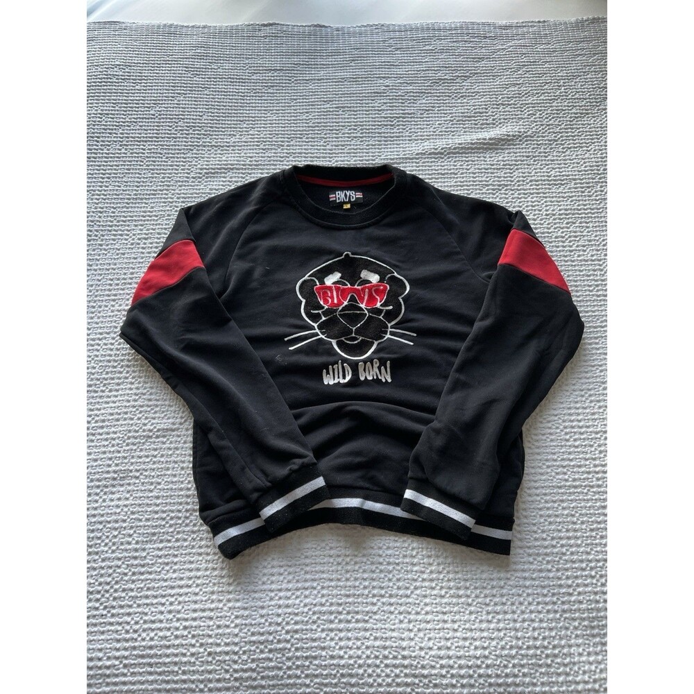 BKYS "BORN WILD" Panther Black Pullover Long Sleeves Sweatshirt Size Large
